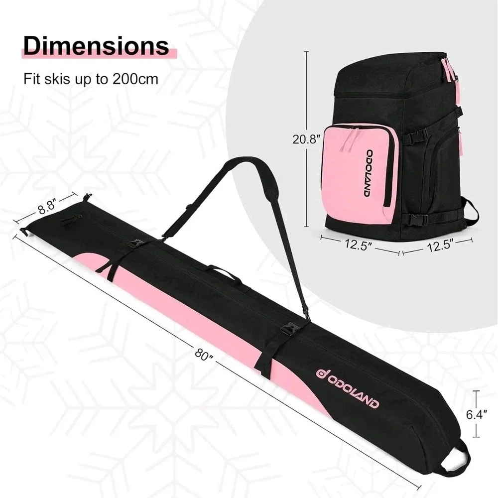 Padded Ski & Boot Bag Combo for Air Travel, Waterproof & Durable Storage